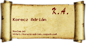 Korecz Adrián névjegykártya